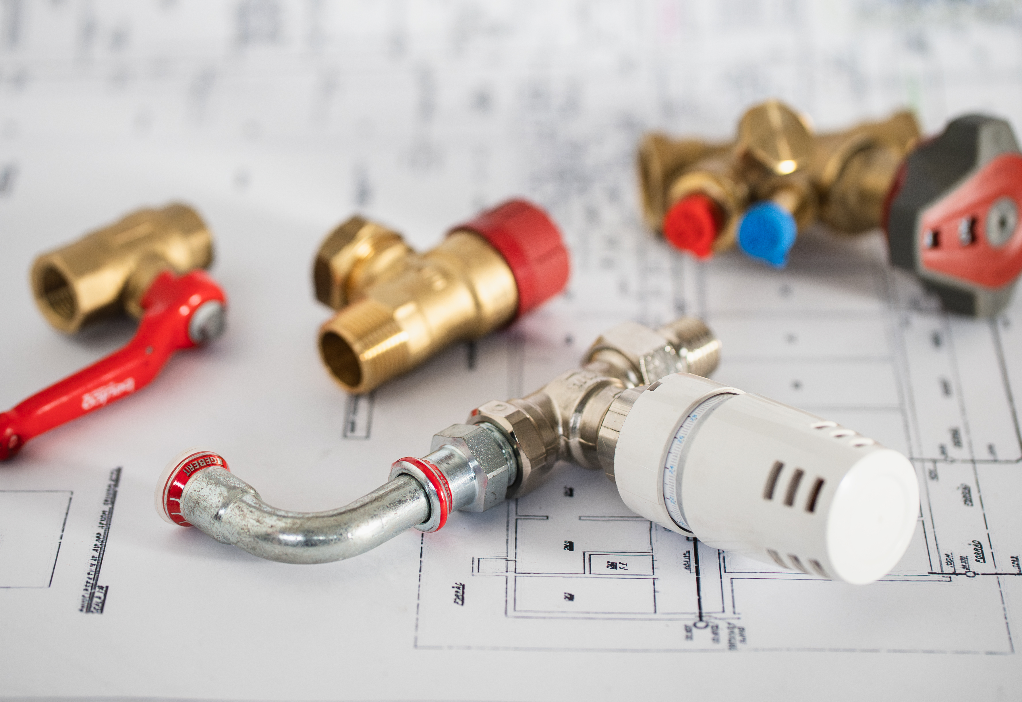 Teknisk ritning inför golvvärme i hus