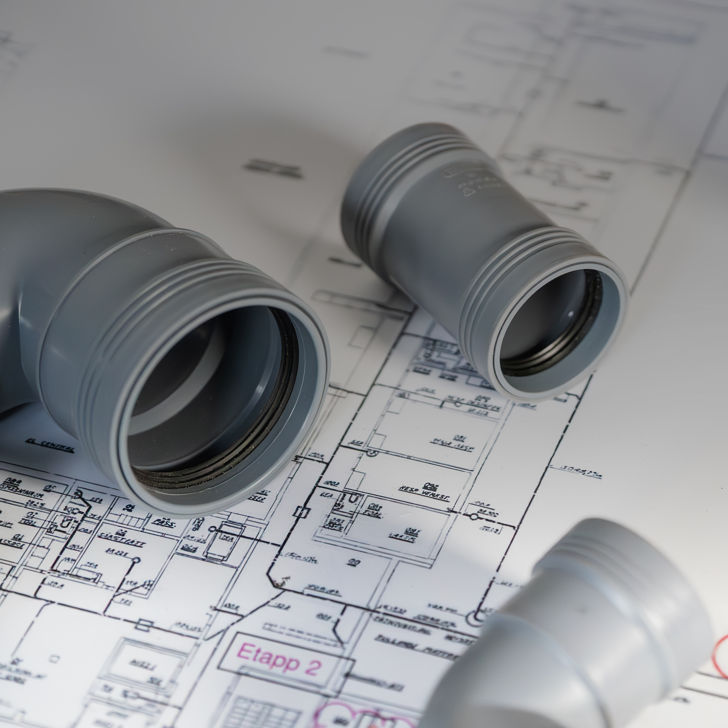 Teknisk ritning inför stambyte i flerbostadshus