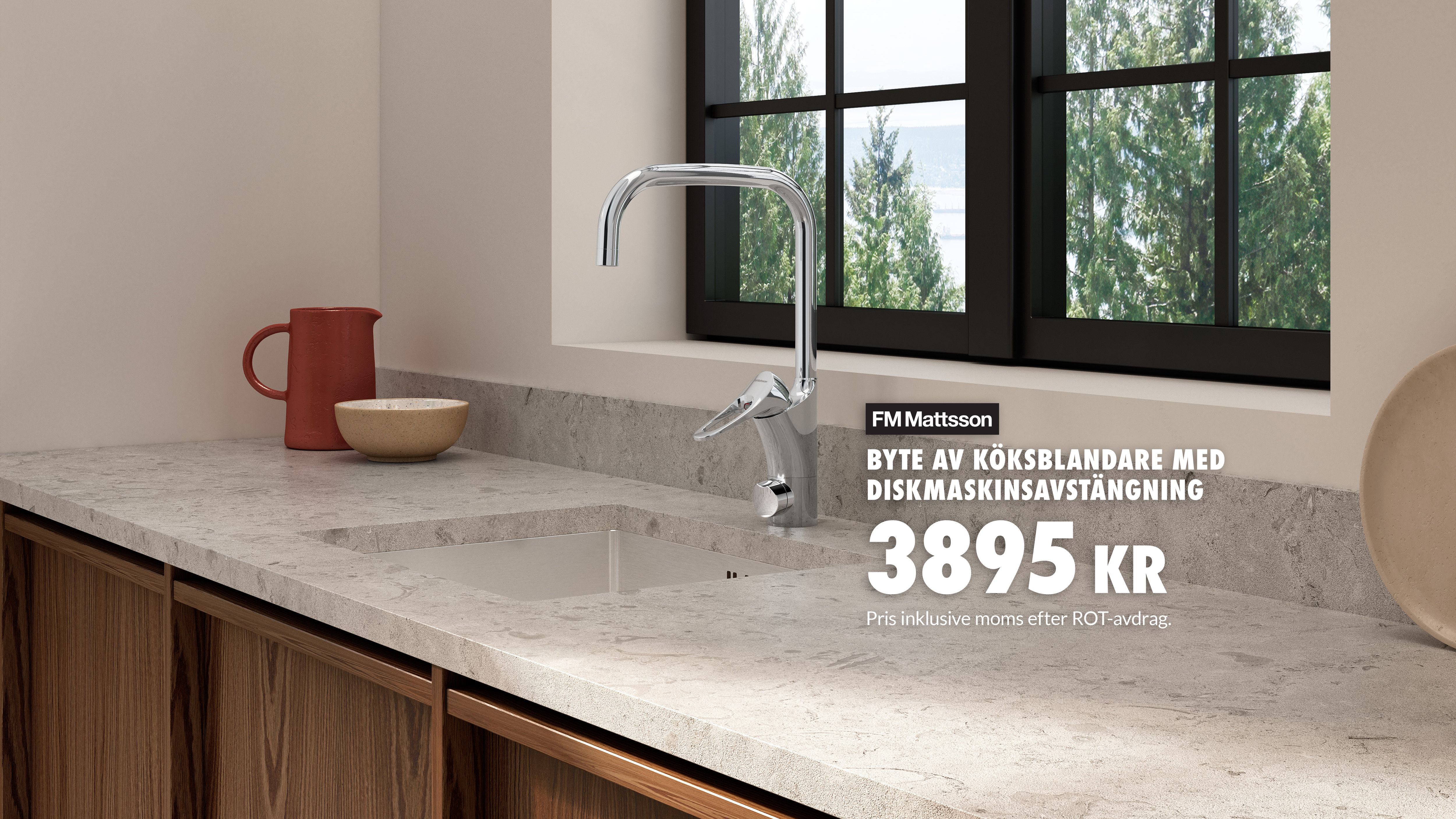 Byte och installation av koksblandare med diskmaskinsavstängning till fast pris i Kristianstad