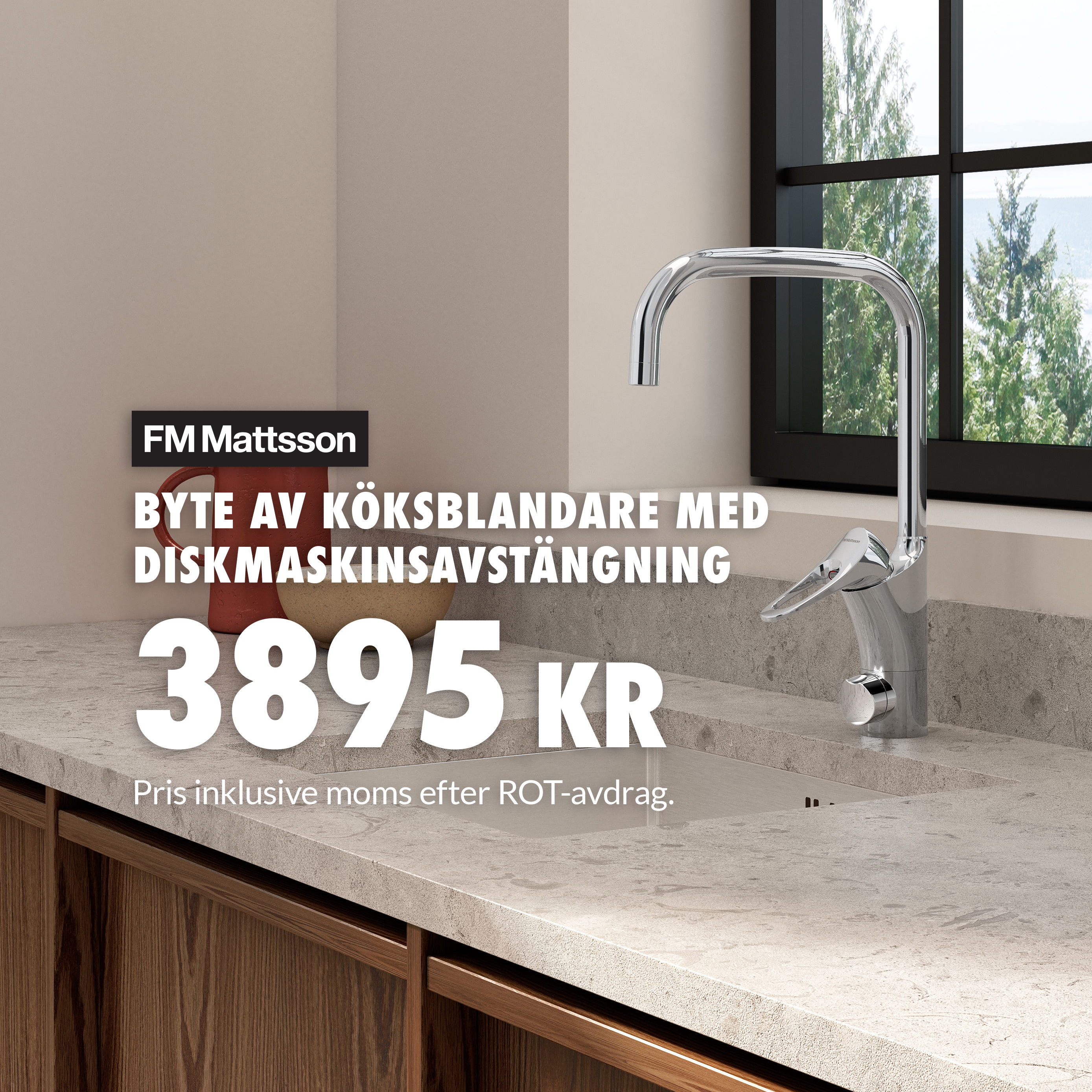 Byte och installation av koksblandare med diskmaskinsavstängning till fast pris i Kristianstad