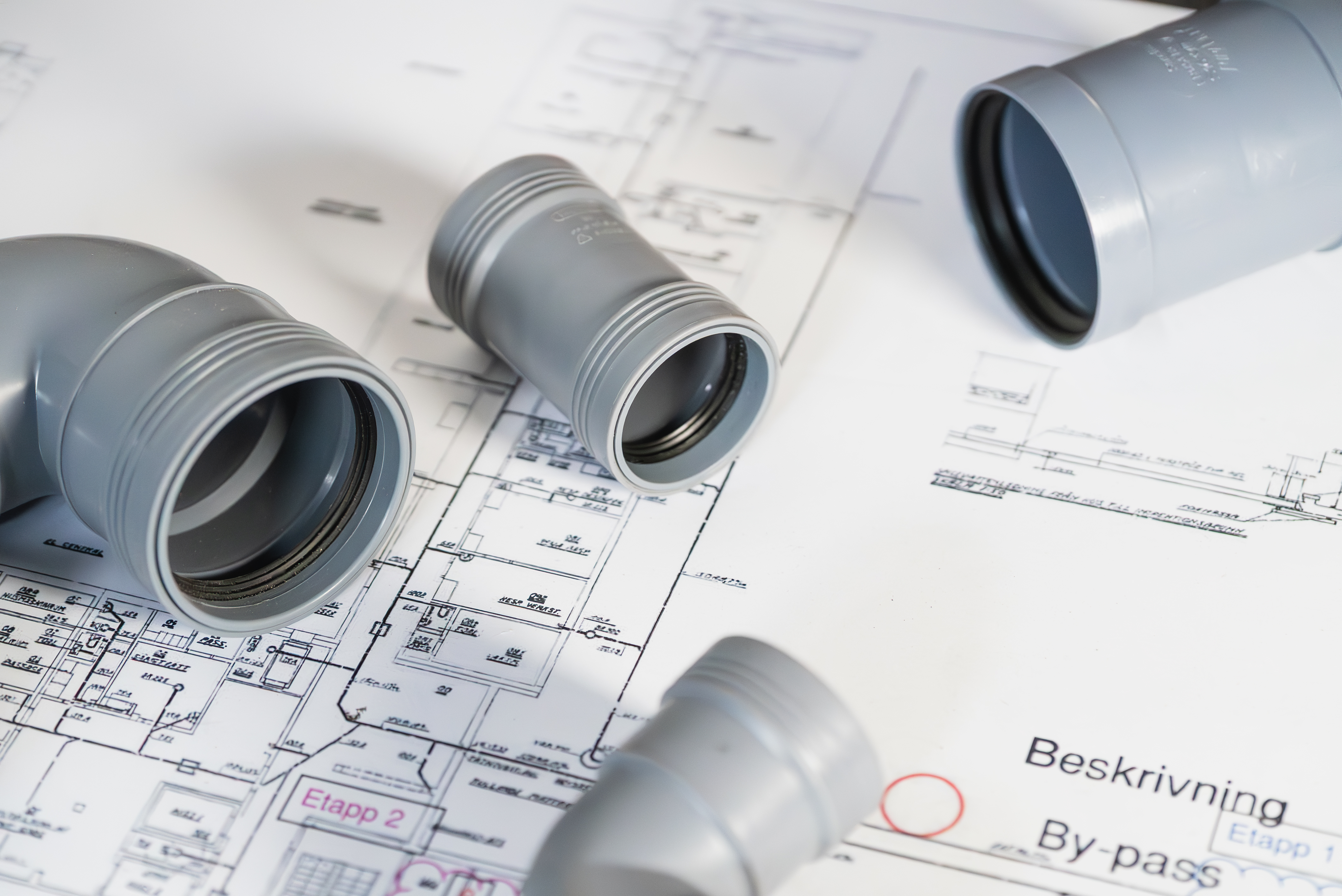 Teknisk ritning inför stambyte i flerbostadshus