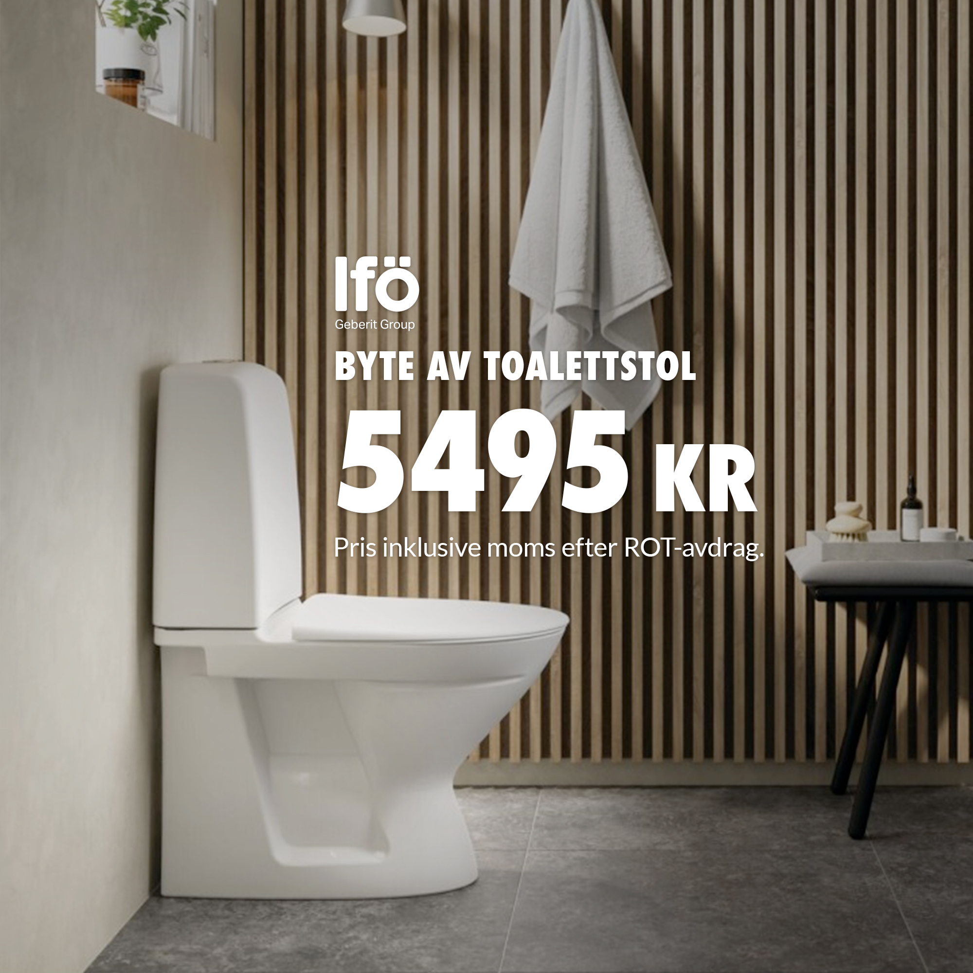 Byte och installation av toalettstol till fast pris i Kristianstad